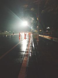 Wet road at night