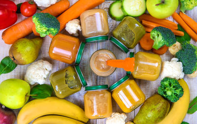 High angle view of food on table