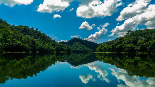 Scenic view of lake against sky