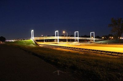 Light trails on road at night