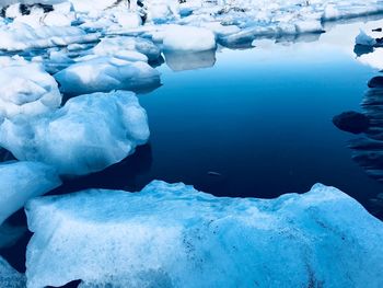 Frozen water in sea