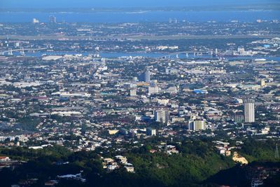 High angle view of townscape against sky