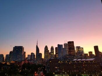 View of buildings against sky during sunset