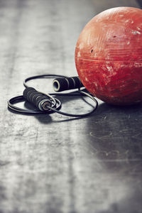 Ball and skipping rope in gym