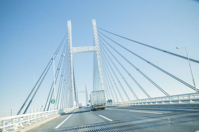 View of suspension bridge against sky