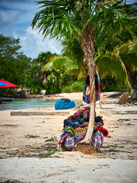 Man with umbrella on beach