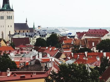 Cityscape against clear sky