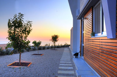 Built structure at sunset