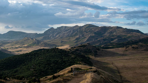 Scenic view of mountains against sky