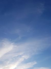 Low angle view of birds flying against blue sky