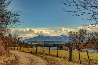 Scenic view of landscape against sky during sunset