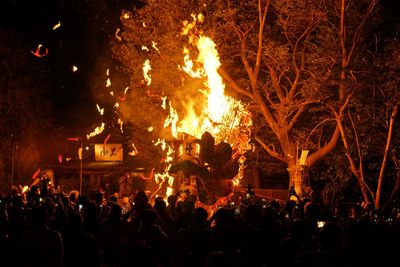 Close-up of bonfire at night
