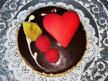 Close-up of heart shape cake