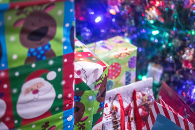 Close-up of illuminated christmas lights