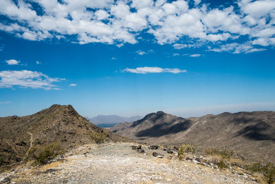 Scenic view of rocky mountains against sky