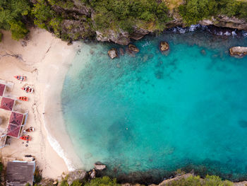 High angle view of people on beach