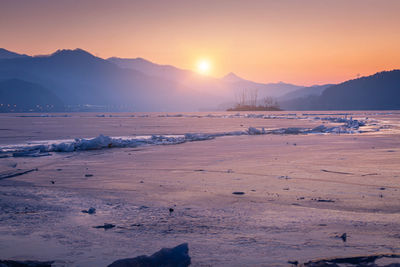 Scenic view of sea against sky during sunset