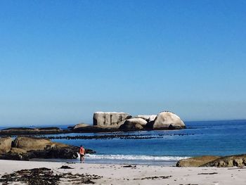 Scenic view of sea against clear sky