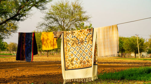 Clothes drying on clothesline