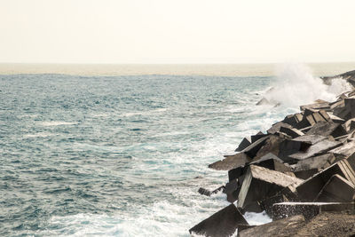 Scenic view of sea against clear sky