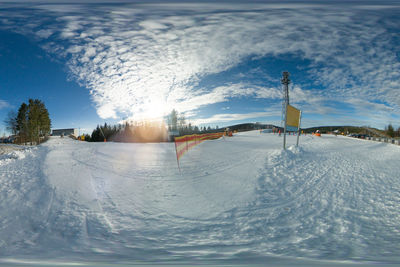 In winterberg, the ski slope in the kappe area. lift, snow cannon, unknown skiers can be seen. 