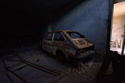 Abandoned car in garage