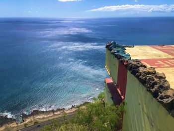 High angle view of sea against sky