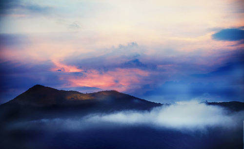 Scenic view of dramatic sky during sunset