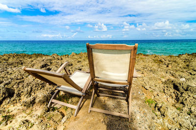 Deck chairs on shore