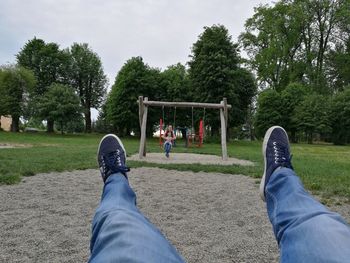 Low section of man in park