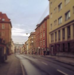 Road along buildings