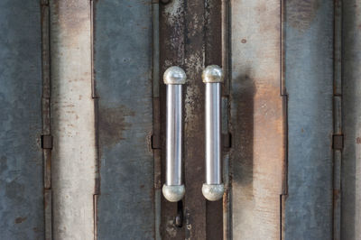 Close-up of metal door