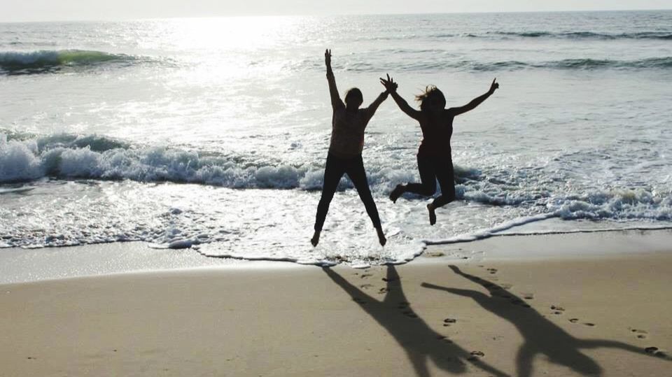 water, sea, beach, leisure activity, lifestyles, shore, wave, vacations, horizon over water, sand, full length, enjoyment, surf, men, fun, boys, childhood