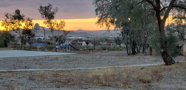 Scenic view of field against sky during sunset