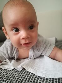 Portrait of cute baby at home