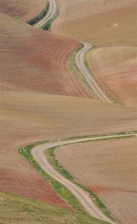 High angle view of winding road