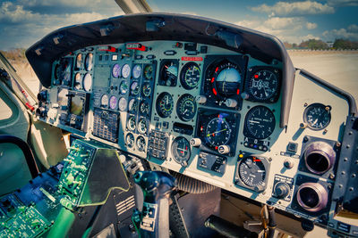 Cockpit of helicopter