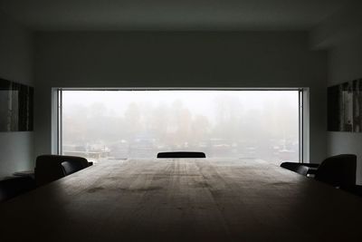 Conference table against window