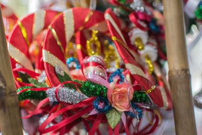 Close-up of christmas decorations