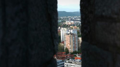 High angle view of buildings in city