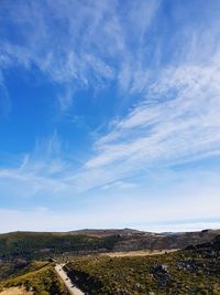 Scenic view of landscape against blue sky