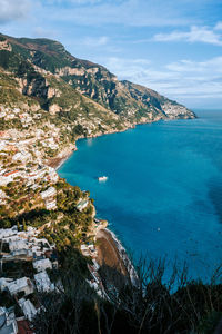 High angle view of sea against sky