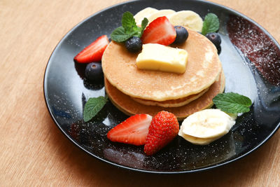 Close-up of dessert in plate on table