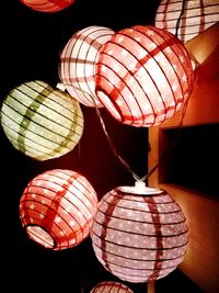 Close-up of illuminated lanterns