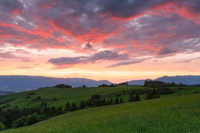 Rural landscape of turiec region at the foothills of velka fatra.