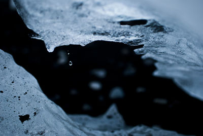 Close-up of frozen water