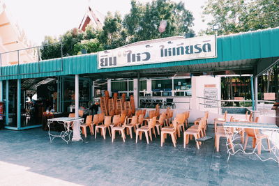 Chairs and tables in cafe