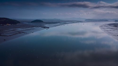 Scenic view of sea against sky during sunset