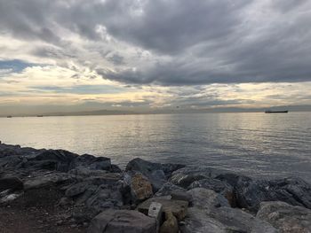 Scenic view of sea against sky during sunset