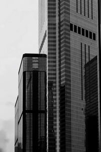 Low angle view of modern buildings against clear sky